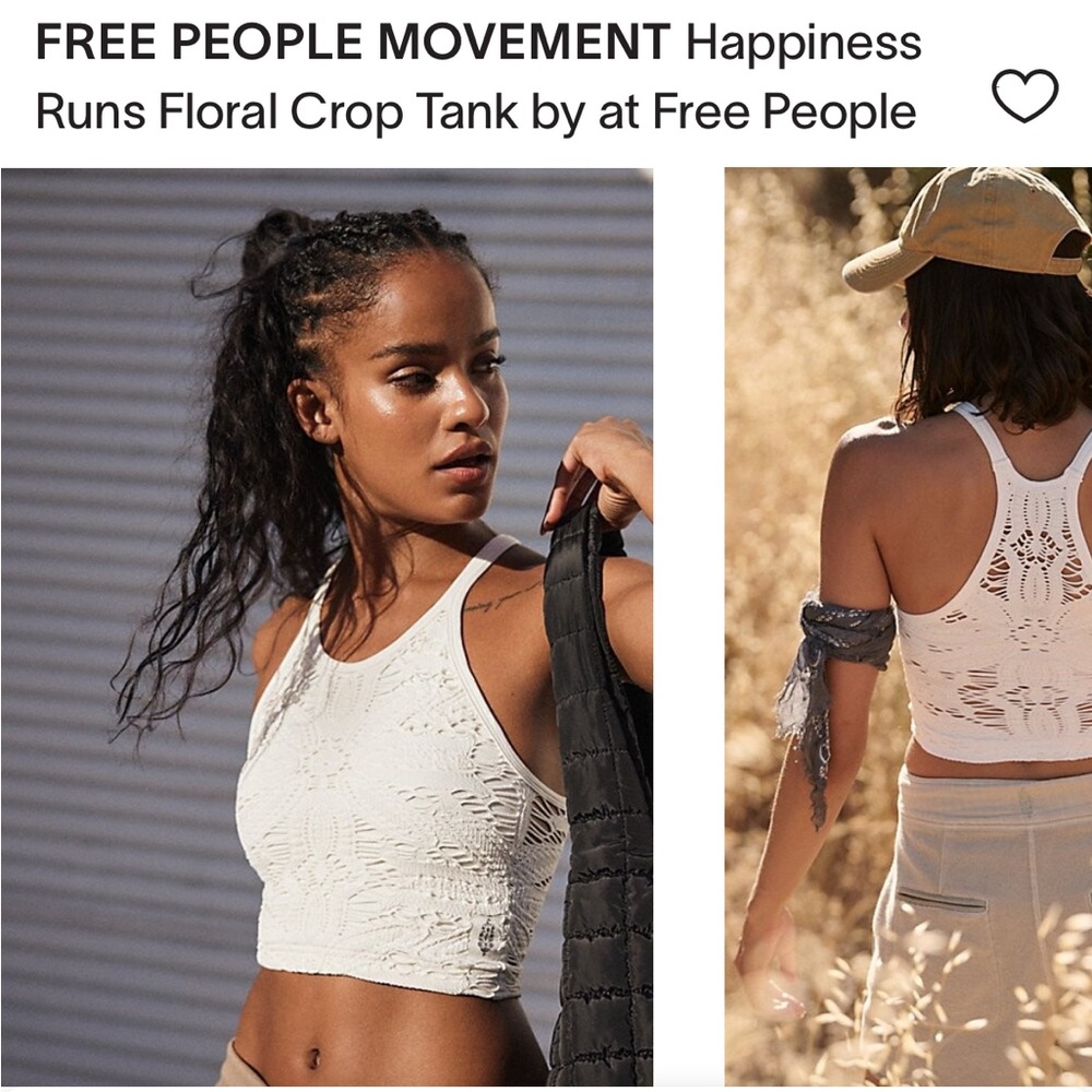 Free People White Floral Crop Tank